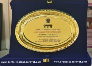Bharat Excellence Award to Dr Bharat Agravat Dental Implant Surgeon by the Chief Minister and Health Minister Gujarat 2025
